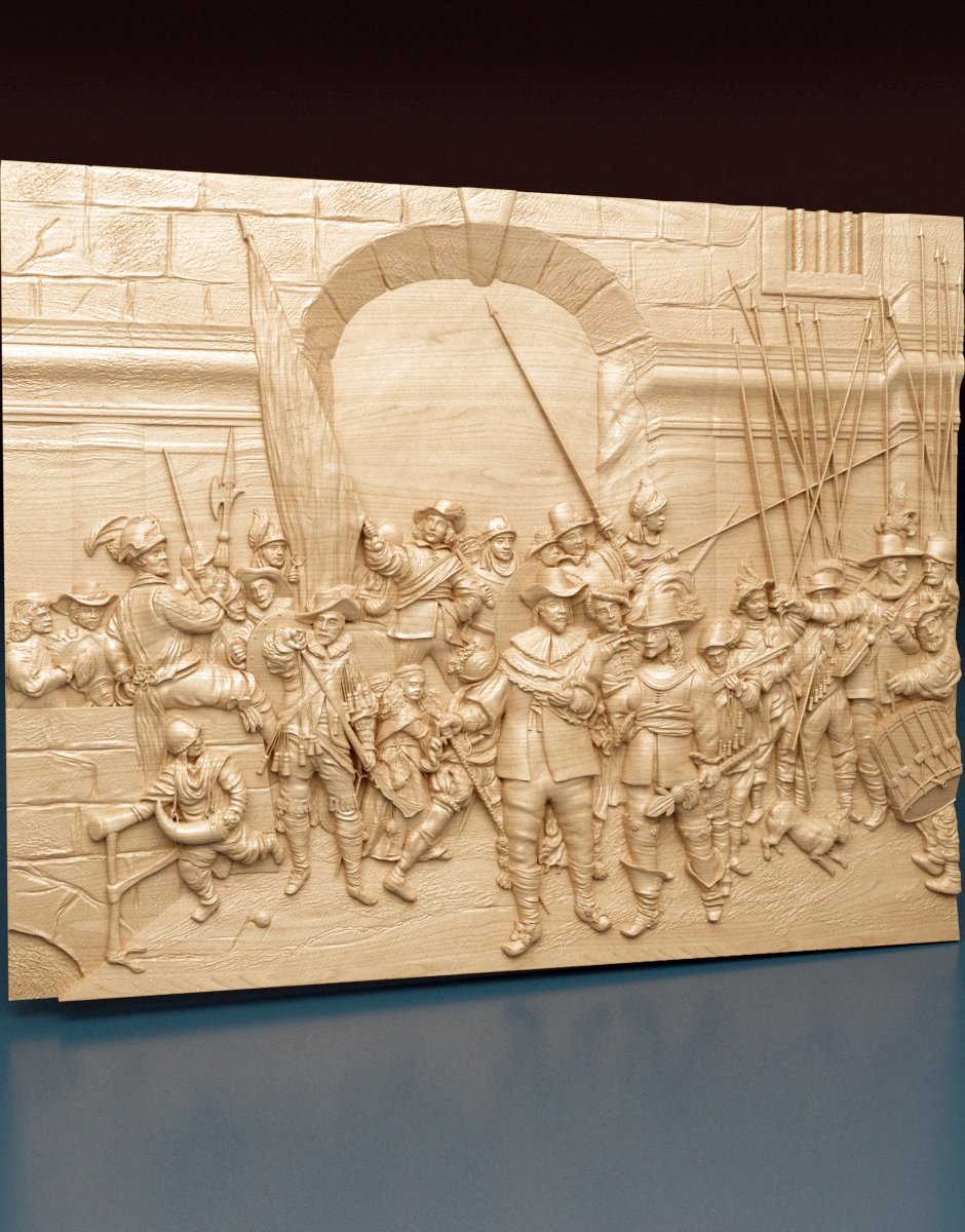 Bas-relief The Night Watch after Rembrandt van Rijn 3D model - Dreameks